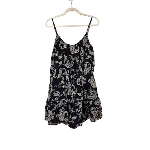 Express Navy Blue Paisley Romper Size L Sleeveless Summer Casual Outfit - Picture 1 of 6